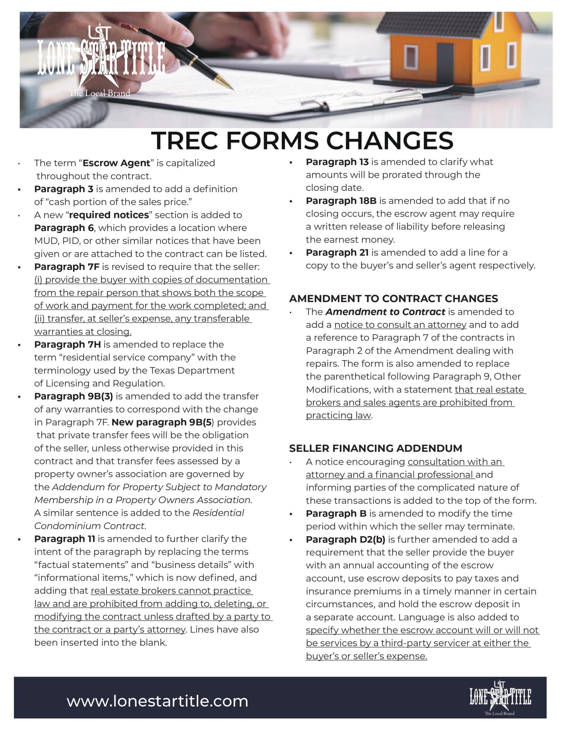 TREC Form Changes