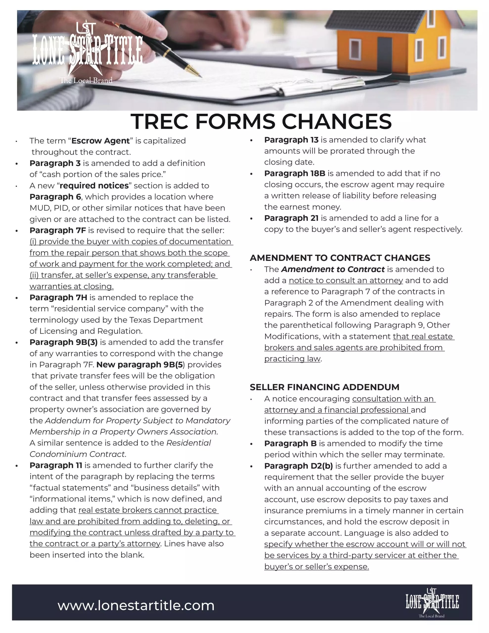 TREC Forms Changes