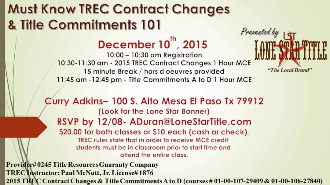 Must Know TREC Contract Changes & Title Commitments