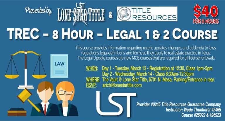 TREC – 8 Hour Legacy 1 & 2 Course March