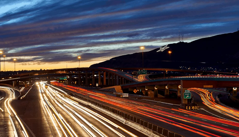 Time lapse photo of the city at night